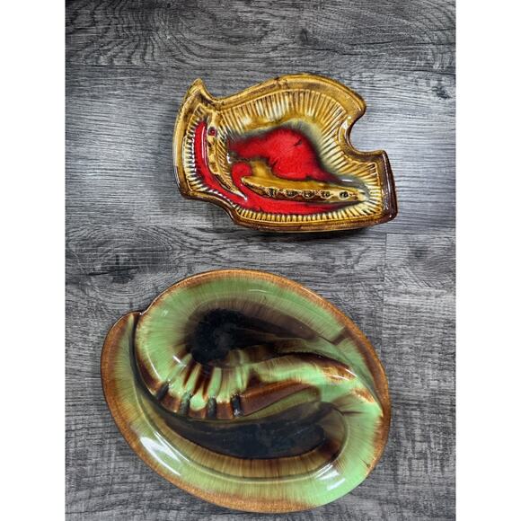 Deforest California Pottery MCM Ashtrays Atomic Drip Glaze Ceramic - Picture 2 of 16